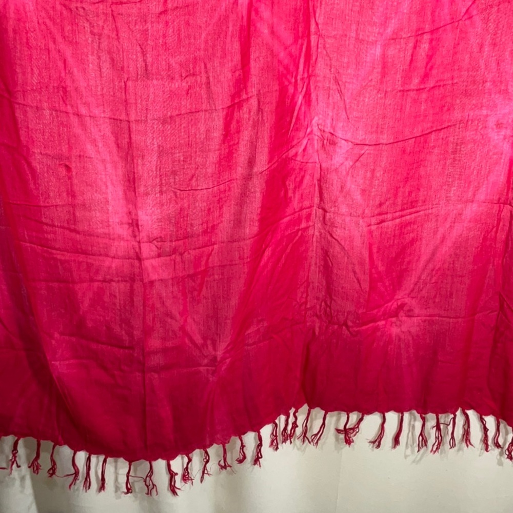 Vibrant Pink tie-dye Shibori Wrap Skirt Shawl Wall Hanging